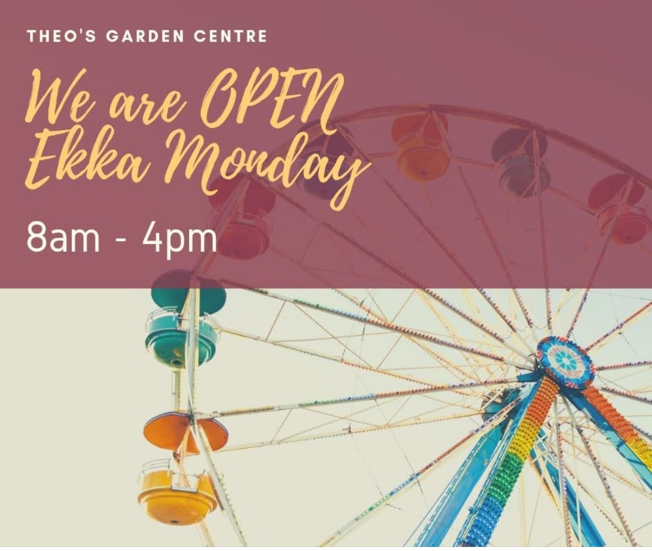 Open Ekka Monday, see our specials below…